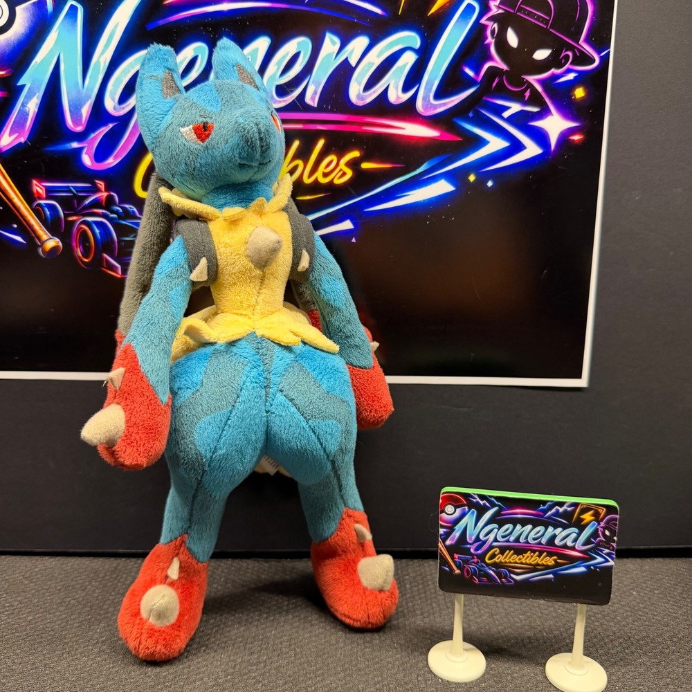 TOMY Pokemon Lucario Plush Standing 2015 Aura Pokemon Stuffed Toy T18826 Blue
